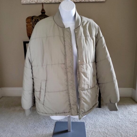 CISONO Quilted Bomber  Sage Green Puffer Jack Women's  Jacket -US S - Picture 3 of 12